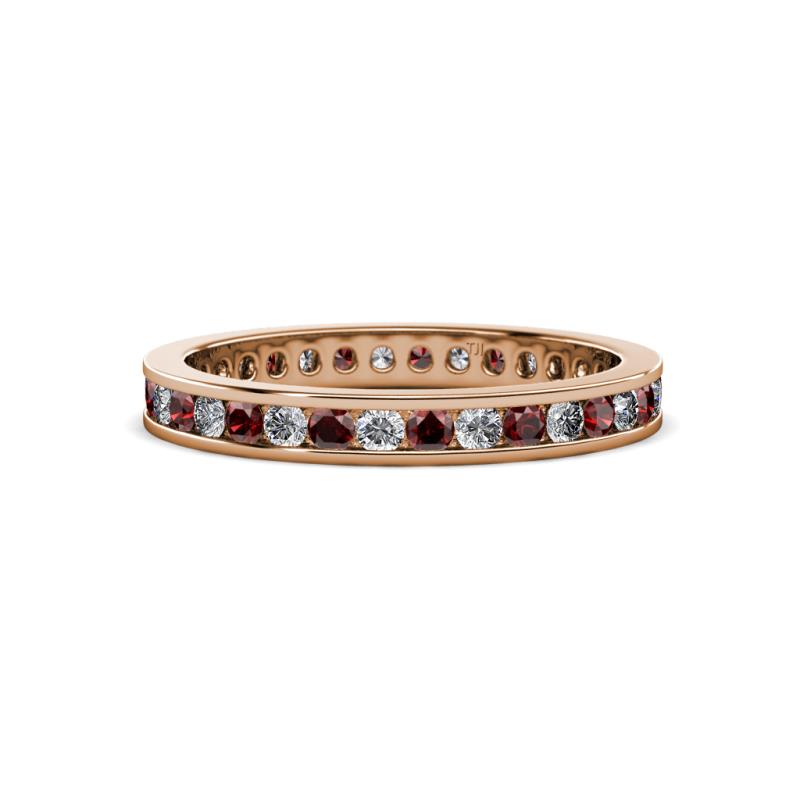 Celina 2.00 mm Round Red Garnet and Lab Grown Diamond Eternity Band 