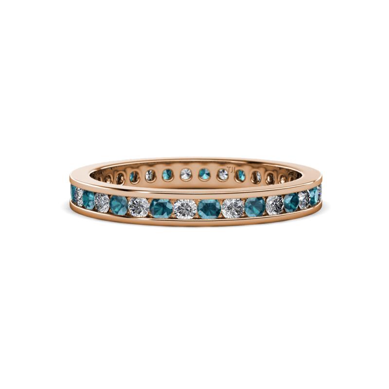 Celina 2.00 mm Round London Blue Topaz and Lab Grown Diamond Eternity Band 