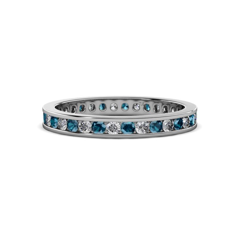 Celina 2.00 mm Round Blue Diamond and White Lab Grown Diamond Eternity Band 