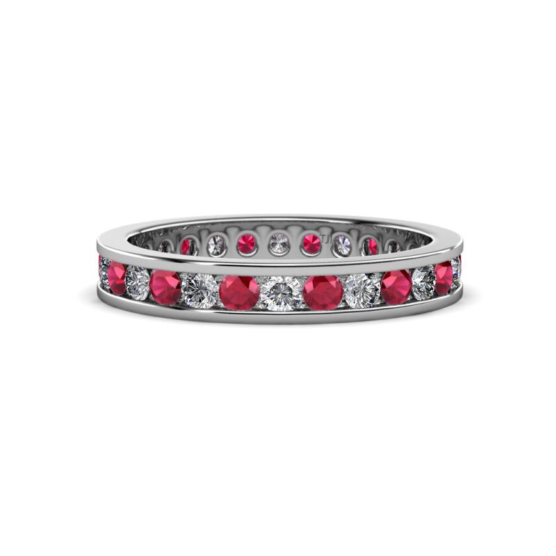 Celina 2.40 mm Round Ruby and Lab Grown Diamond Eternity Band 