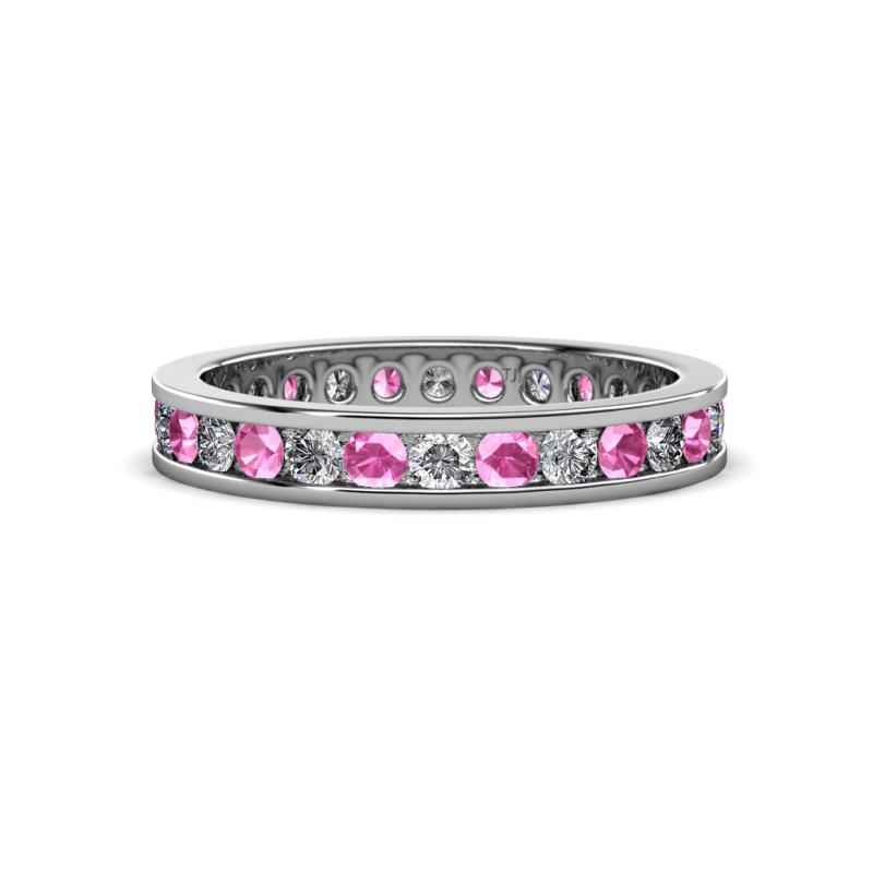 Celina 2.40 mm Round Pink Sapphire and Lab Grown Diamond Eternity Band 