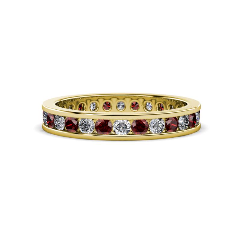 Celina 2.40 mm Round Red Garnet and Lab Grown Diamond Eternity Band 