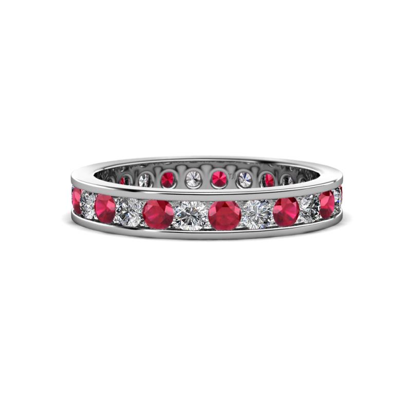Celina 2.70 mm Round Ruby and Lab Grown Diamond Eternity Band 