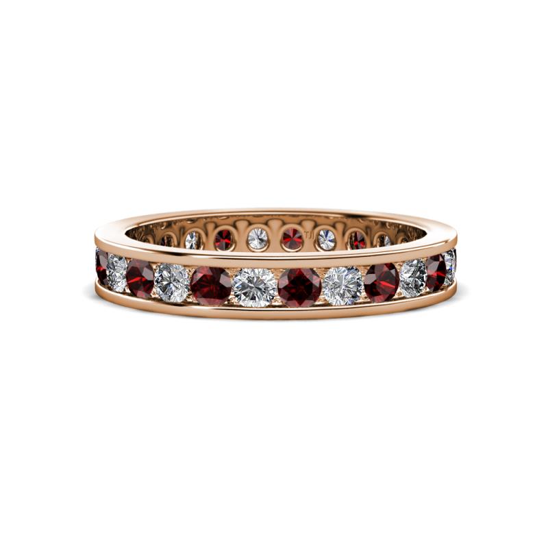 Celina 2.70 mm Round Red Garnet and Lab Grown Diamond Eternity Band 