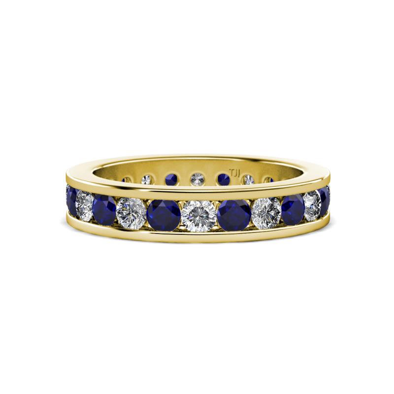 Celina 3.00 mm Round Blue Sapphire and Lab Grown Diamond Eternity Band 