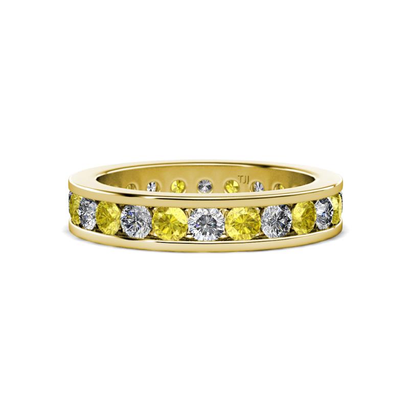 Celina 3.00 mm Round Yellow Sapphire and Lab Grown Diamond Eternity Band 