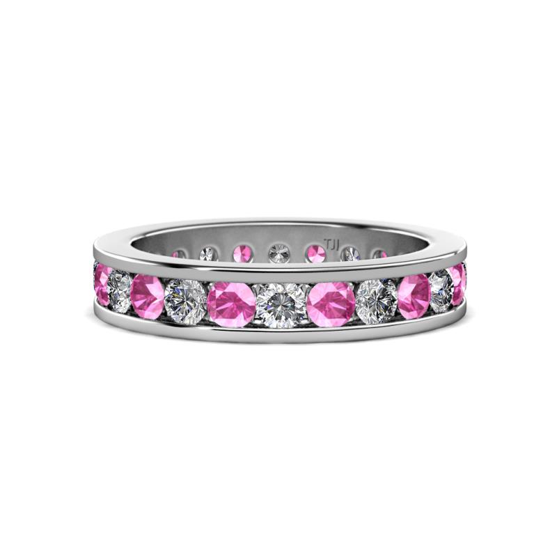 Celina 3.00 mm Round Pink Sapphire and Lab Grown Diamond Eternity Band 
