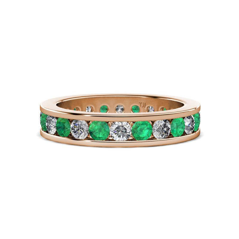 Celina 3.00 mm Round Emerald and Lab Grown Diamond Eternity Band 