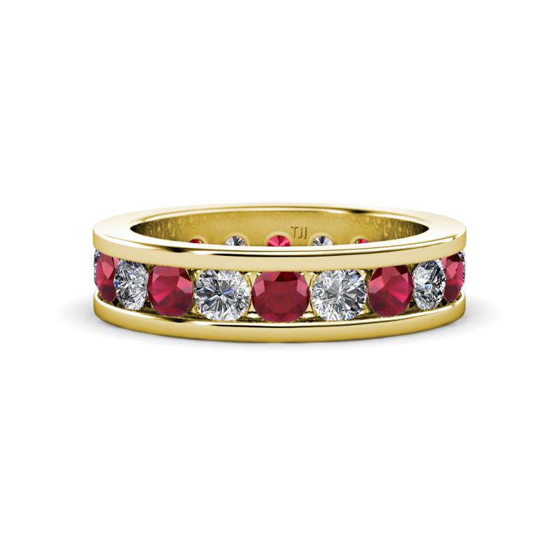 Celina 3.40 mm Round Ruby and Lab Grown Diamond Eternity Band 