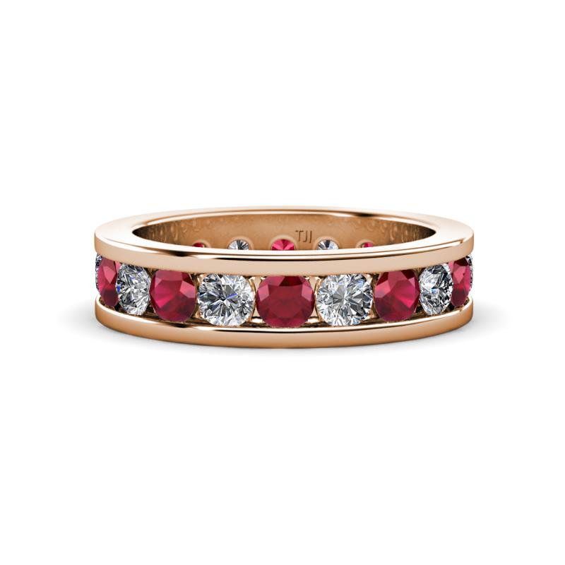 Celina 3.40 mm Round Ruby and Lab Grown Diamond Eternity Band 