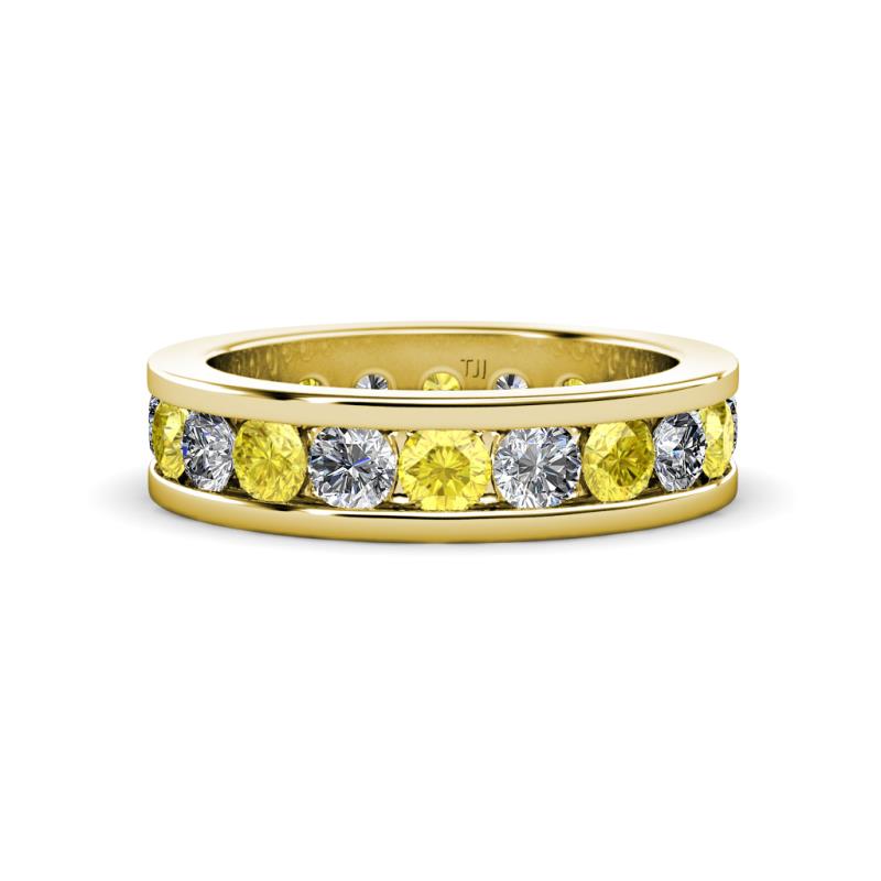 Celina 3.40 mm Round Yellow Sapphire and Lab Grown Diamond Eternity Band 