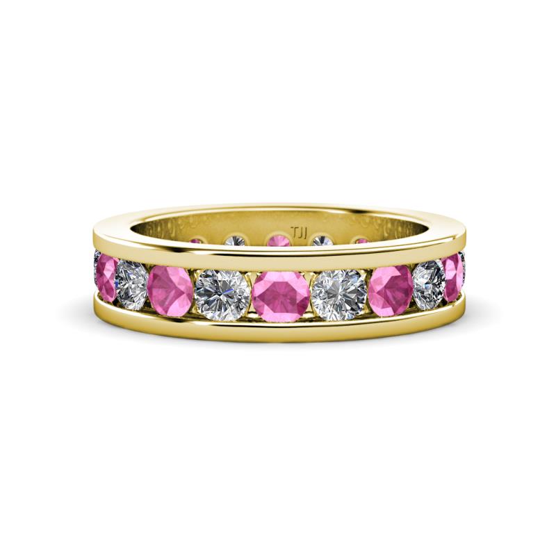 Celina 3.40 mm Round Pink Sapphire and Lab Grown Diamond Eternity Band 