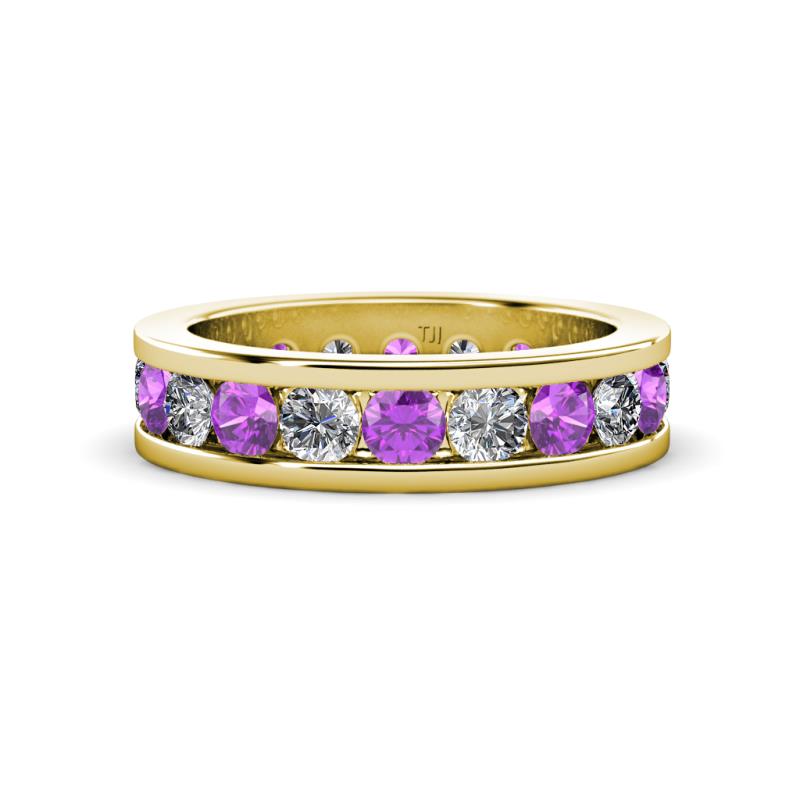 Celina 3.40 mm Round Amethyst and Lab Grown Diamond Eternity Band 
