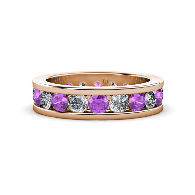 Celina 3.40 mm Round Amethyst and Lab Grown Diamond Eternity Band 