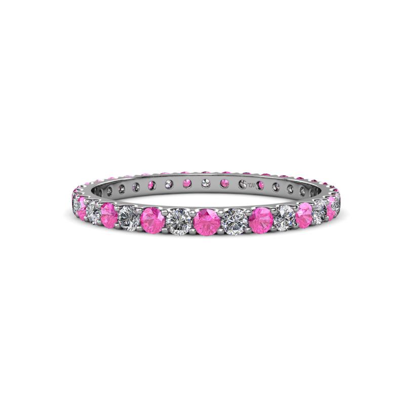 Audrey 2.00 mm Pink Sapphire and Lab Grown Diamond U Prong Eternity Band 