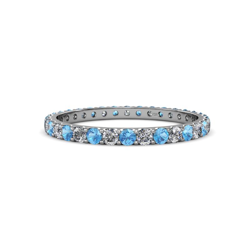 Audrey 2.00 mm Blue Topaz and Lab Grown Diamond U Prong Eternity Band 
