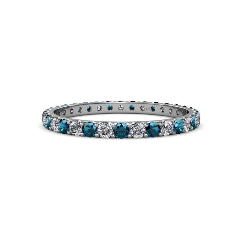 Audrey 2.00 mm Blue and White Lab Grown Diamond U Prong Eternity Band 