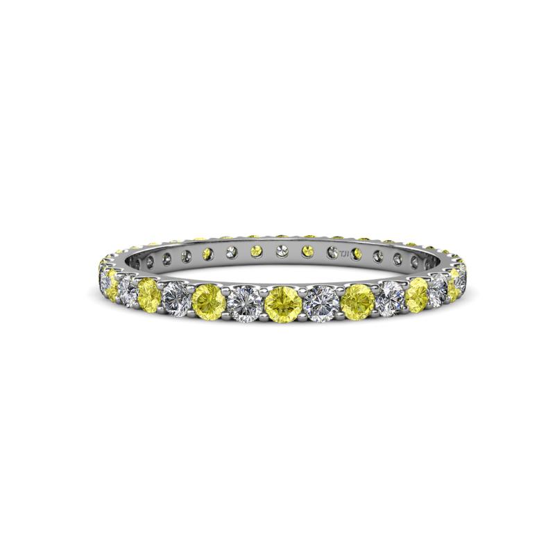 Audrey 2.00 mm Yellow and White Lab Grown Diamond U Prong Eternity Band 