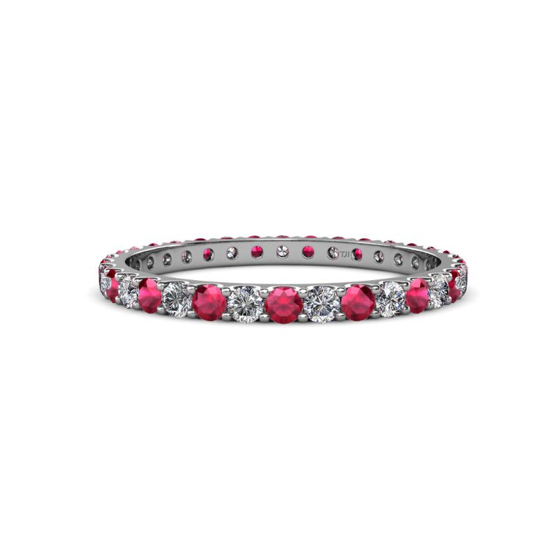 Audrey 2.00 mm Ruby and Lab Grown Diamond U Prong Eternity Band 