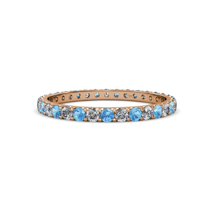 Audrey 2.00 mm Blue Topaz and Lab Grown Diamond U Prong Eternity Band 