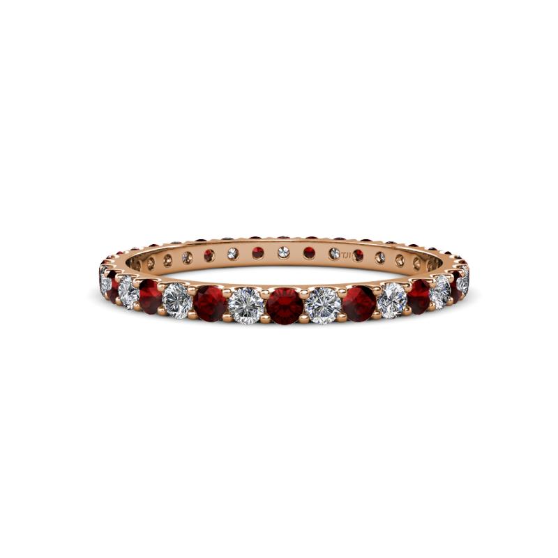 Audrey 2.00 mm Red Garnet and Lab Grown Diamond U Prong Eternity Band 