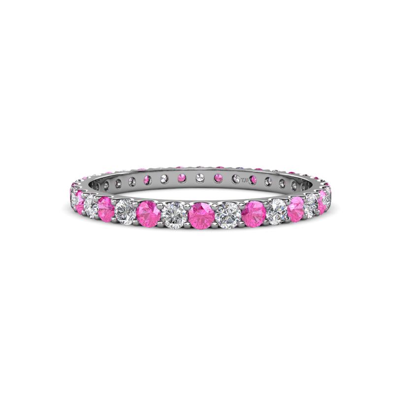 Audrey 2.40 mm Pink Sapphire and Lab Grown Diamond U Prong Eternity Band 