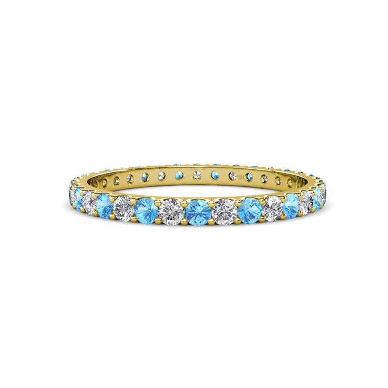 Audrey 2.40 mm Blue Topaz and Lab Grown Diamond U Prong Eternity Band 