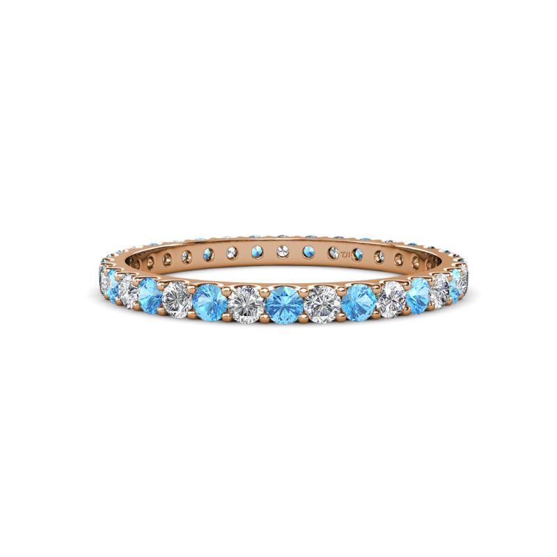 Audrey 2.40 mm Blue Topaz and Lab Grown Diamond U Prong Eternity Band 