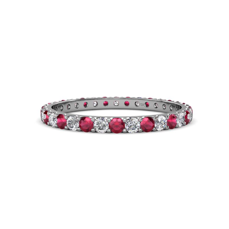 Audrey 2.40 mm Ruby and Lab Grown Diamond U Prong Eternity Band 