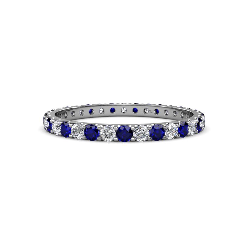 Audrey 2.40 mm Blue Sapphire and Lab Grown Diamond U Prong Eternity Band 