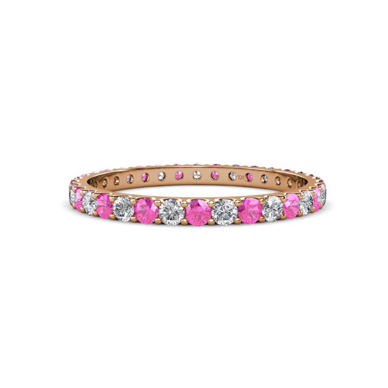 Audrey 2.40 mm Pink Sapphire and Lab Grown Diamond U Prong Eternity Band 