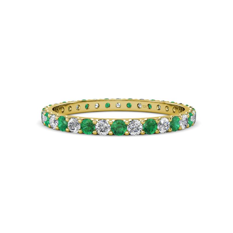 Audrey 2.40 mm Emerald and Lab Grown Diamond U Prong Eternity Band 