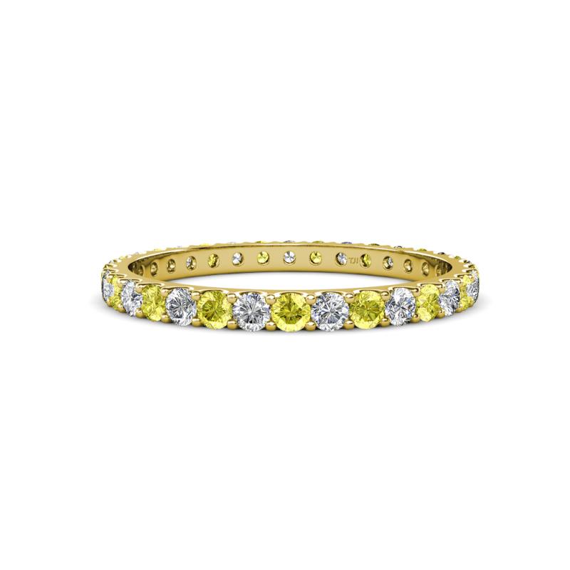 Audrey 2.40 mm Yellow and White Lab Grown Diamond U Prong Eternity Band 