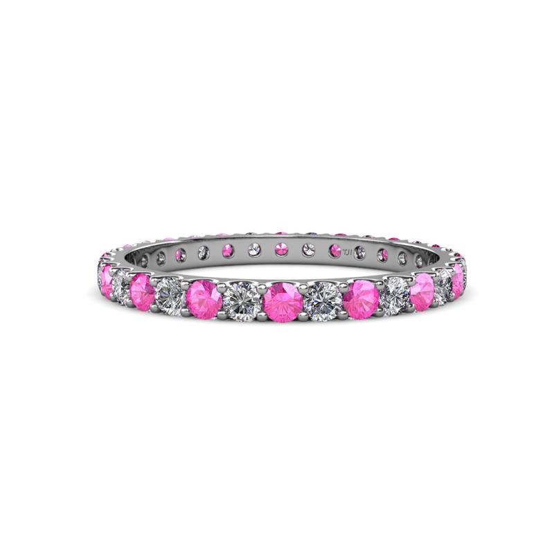 Audrey 2.70 mm Pink Sapphire and Lab Grown Diamond U Prong Eternity Band 