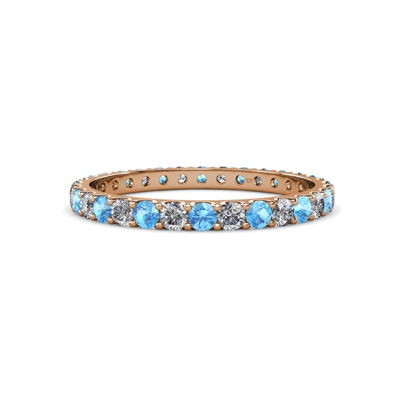 Audrey 2.70 mm Blue Topaz and Lab Grown Diamond U Prong Eternity Band 