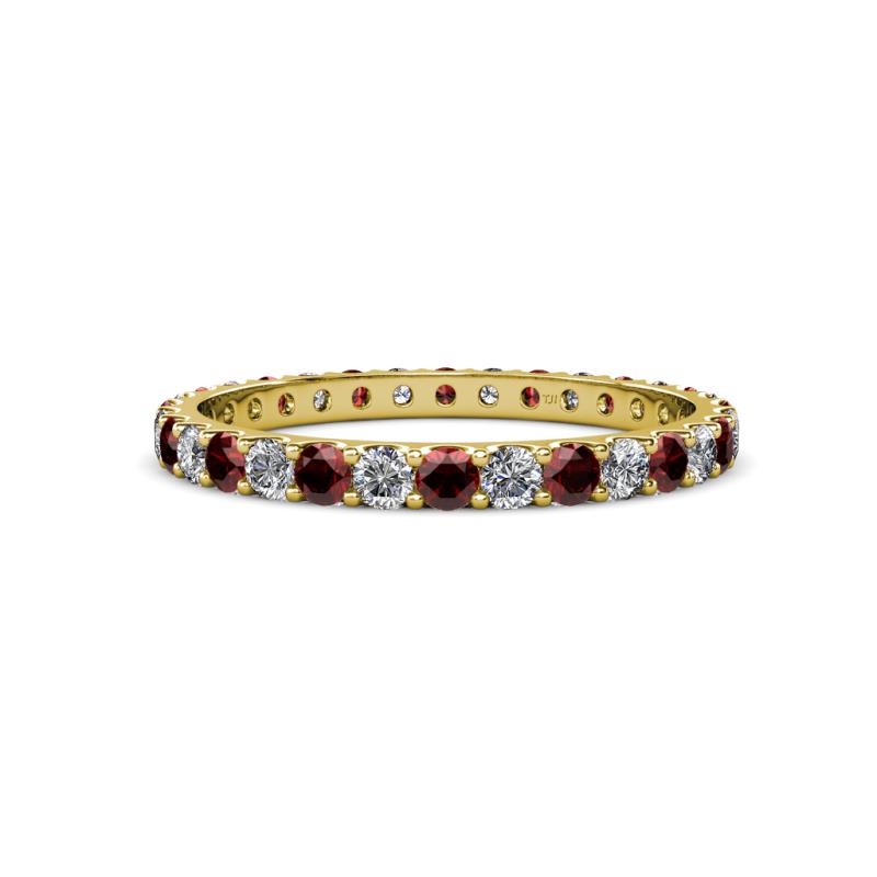 Audrey 2.70 mm Red Garnet and Lab Grown Diamond U Prong Eternity Band 