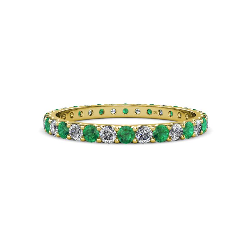 Audrey 2.70 mm Emerald and Lab Grown Diamond U Prong Eternity Band 