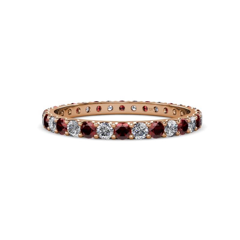 Audrey 2.70 mm Red Garnet and Lab Grown Diamond U Prong Eternity Band 