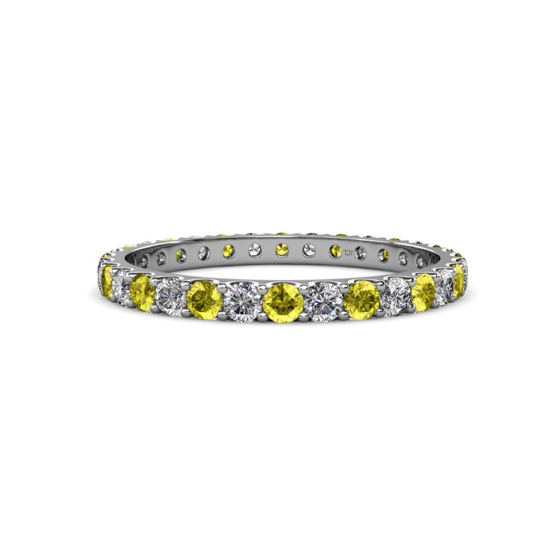 Audrey 2.70 mm Yellow and White Lab Grown Diamond U Prong Eternity Band 