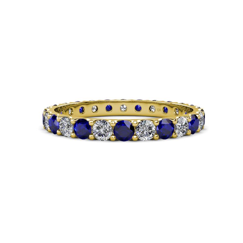 Audrey 3.00 mm Blue Sapphire and Lab Grown Diamond U Prong Eternity Band 