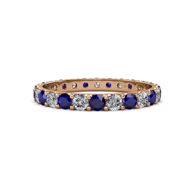 Audrey 3.00 mm Blue Sapphire and Lab Grown Diamond U Prong Eternity Band 