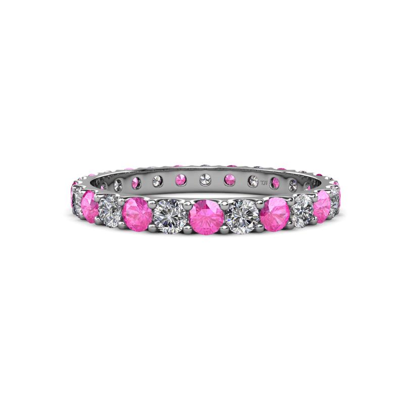 Audrey 3.00 mm Pink Sapphire and Lab Grown Diamond U Prong Eternity Band 