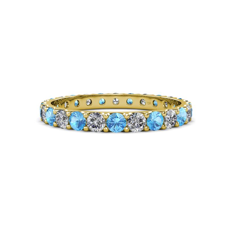 Audrey 3.00 mm Blue Topaz and Lab Grown Diamond U Prong Eternity Band 
