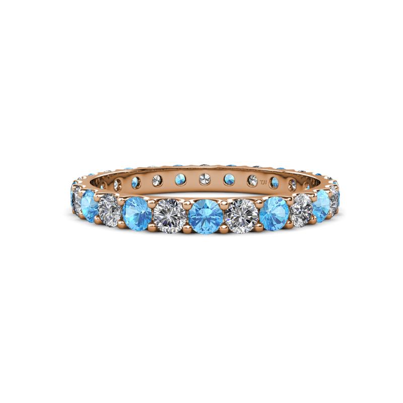 Audrey 3.00 mm Blue Topaz and Lab Grown Diamond U Prong Eternity Band 