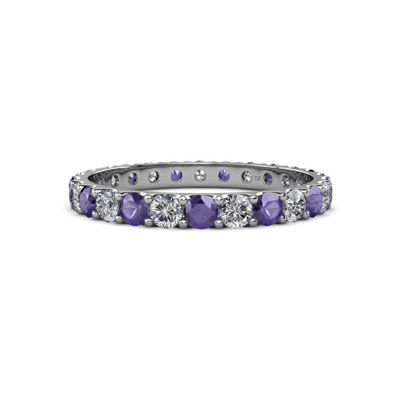Audrey 3.00 mm Iolite and Lab Grown Diamond U Prong Eternity Band 