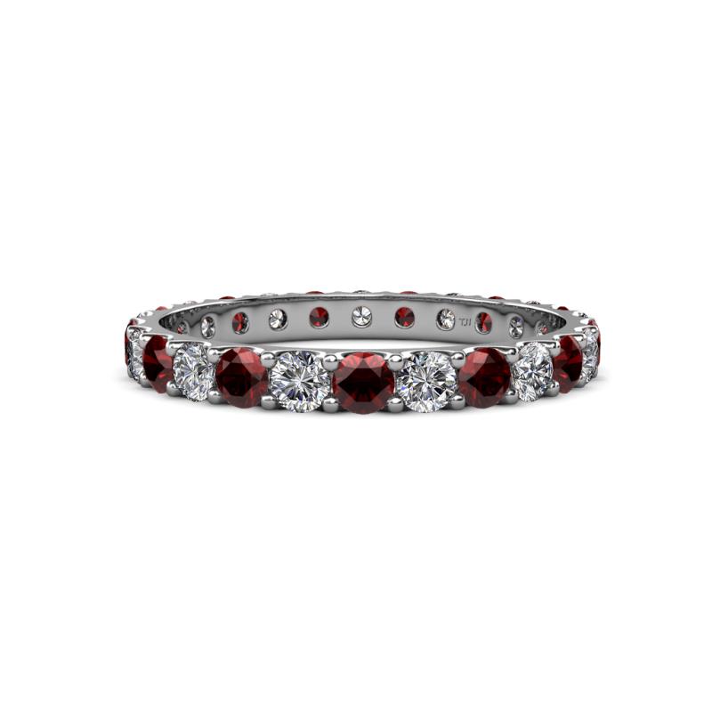 Audrey 3.00 mm Red Garnet and Lab Grown Diamond U Prong Eternity Band 
