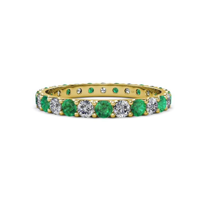 Audrey 3.00 mm Emerald and Lab Grown Diamond U Prong Eternity Band 