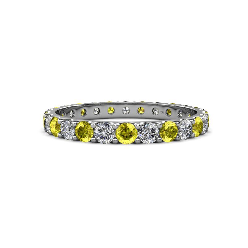 Audrey 3.00 mm Yellow and White Lab Grown Diamond U Prong Eternity Band 