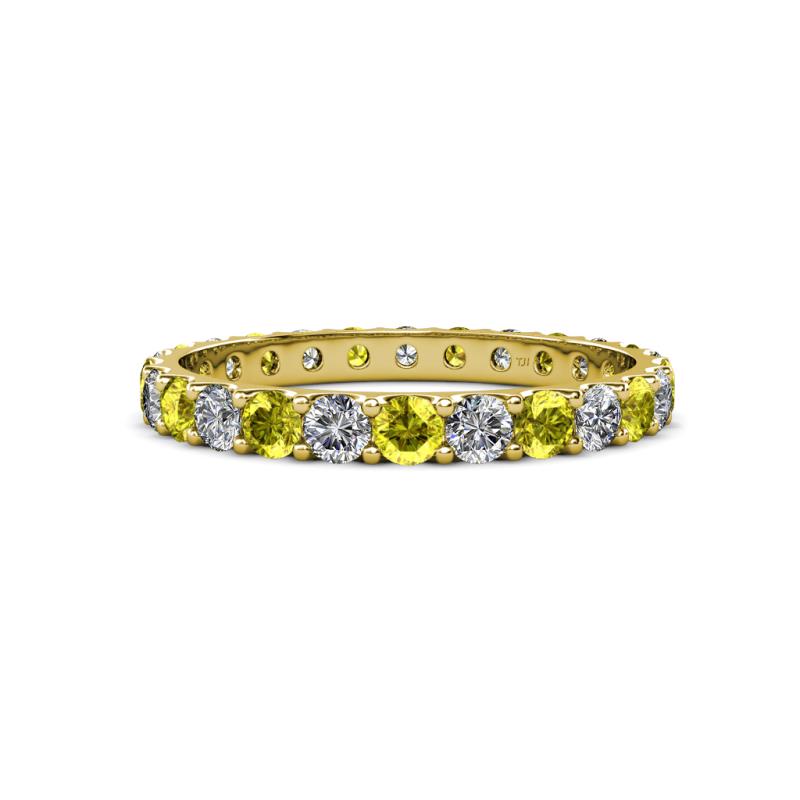 Audrey 3.00 mm Yellow and White Lab Grown Diamond U Prong Eternity Band 