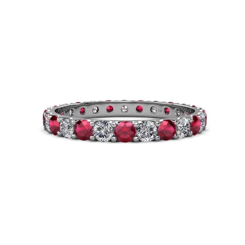 Audrey 3.00 mm Ruby and Lab Grown Diamond U Prong Eternity Band 